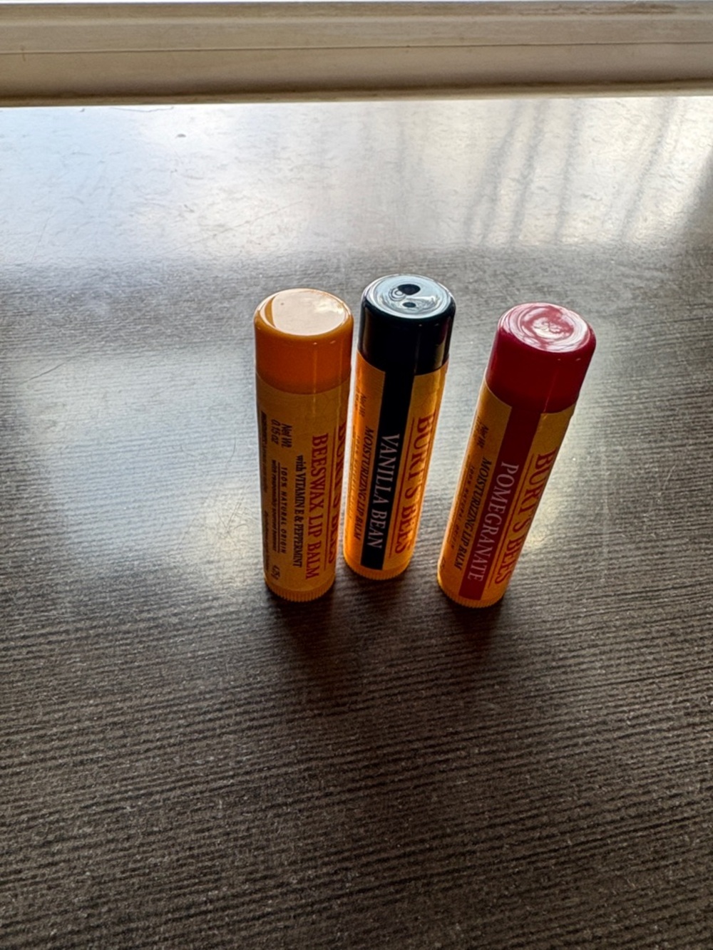 Burt's Bees Lip Balm Trio with Yellow Tubes and Colored Caps